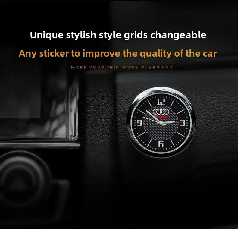 1pc Car Mini Clock Quartz Clock  Night For Audi  Sline A3 A4 A5 A6 A6L A7 A8 Q3 Q5 Q7 S3 S4 S5 RS3 Sticker