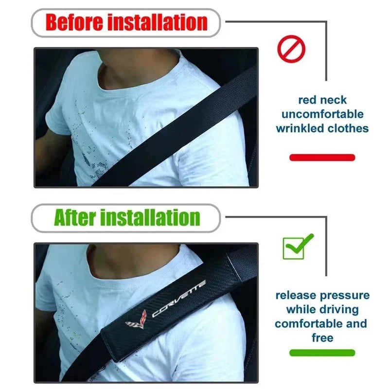 Car Seatbelt Shoulder Pad Cover Carbon Fiber Seat Belt Protector for Corvette C1 C2 C3 C4 C5 C5 C6 C7 C6-R C8