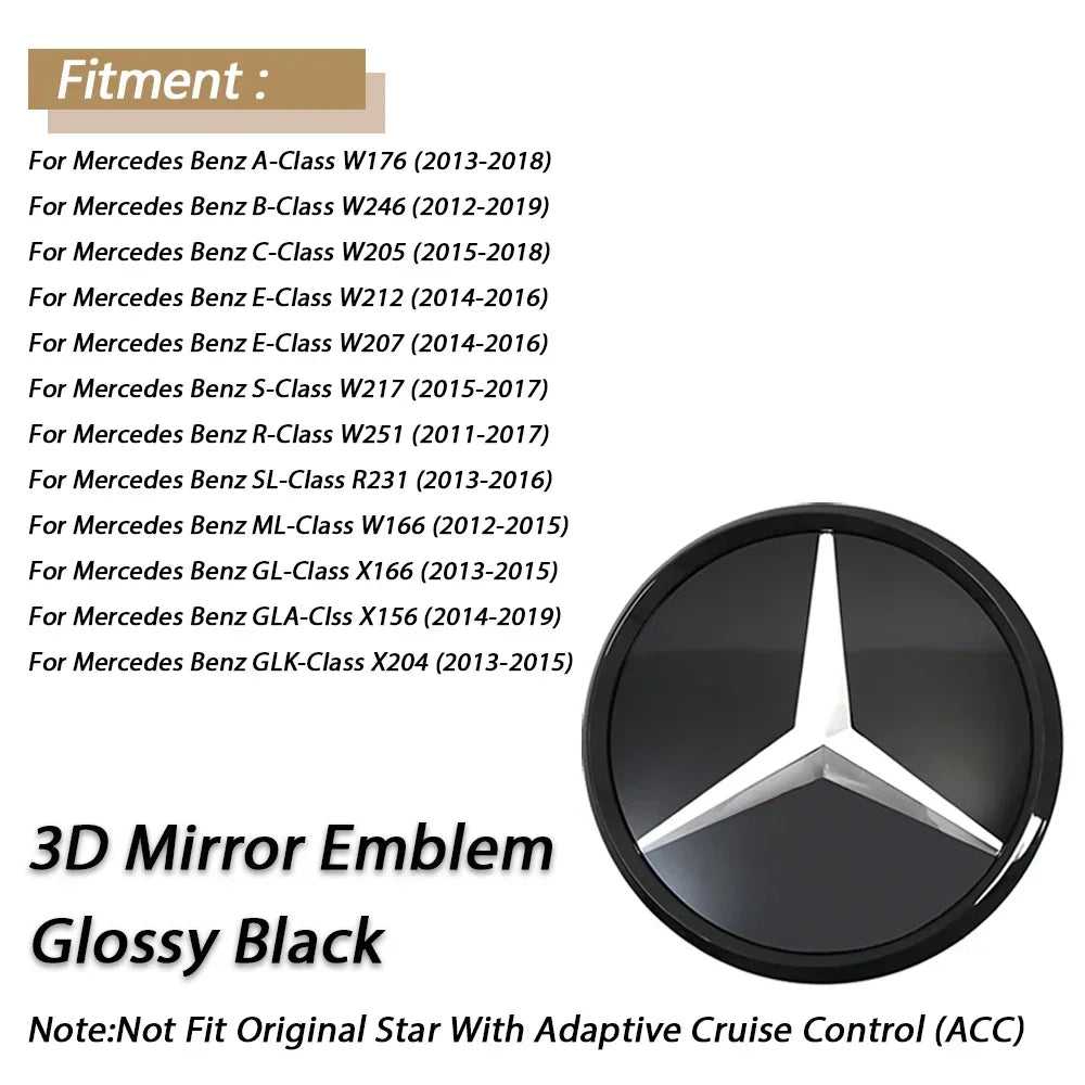 1pcs For Mercedes Benz B/C/E/S W176 W246 W205 W212 W207 W217  W166 X166 X156 X204 Front Grille Emblem Star Badge