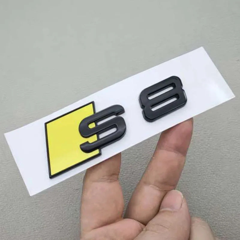 3D ABS Glossy Yellow Black S3 S4 S5 S6 S7 S8 Car Emblem Decal Badge Sticker For Audi A3 A4 A5 A6 A7 A8 Decorative Accessories