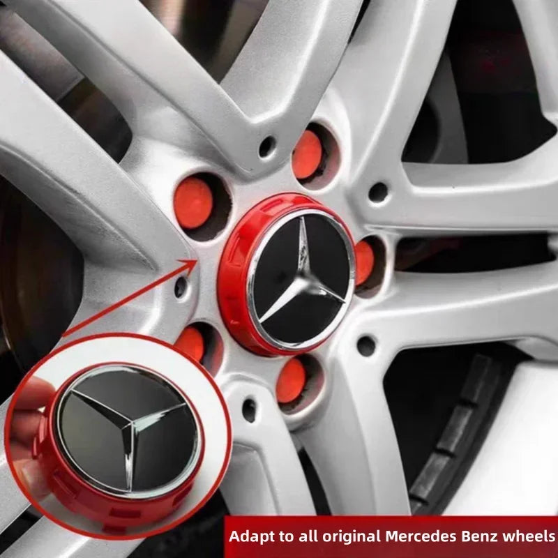 Car silver Red 4pcs 75mm Wheel Center Hub Caps 4Pcs For Mercedes Benz AMG A0004000900 W212 W205 W204 W211 W213 Accessories