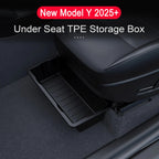 TPE Under Seat Storage Box For Tesla Model Y Juniper 2025 Center Console Organizer Bin Front Backseat Bag Trash Tray Accessories