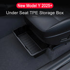 TPE Under Seat Storage Box For Tesla Model Y Juniper 2025 Center Console Organizer Bin Front Backseat Bag Trash Tray Accessories