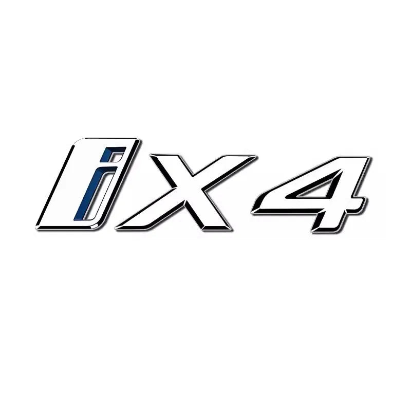 Car Stickers 3D ABS material Letters Rear Trunk Emblem Tailgate Decals For BMW i4 ix4 Black silver