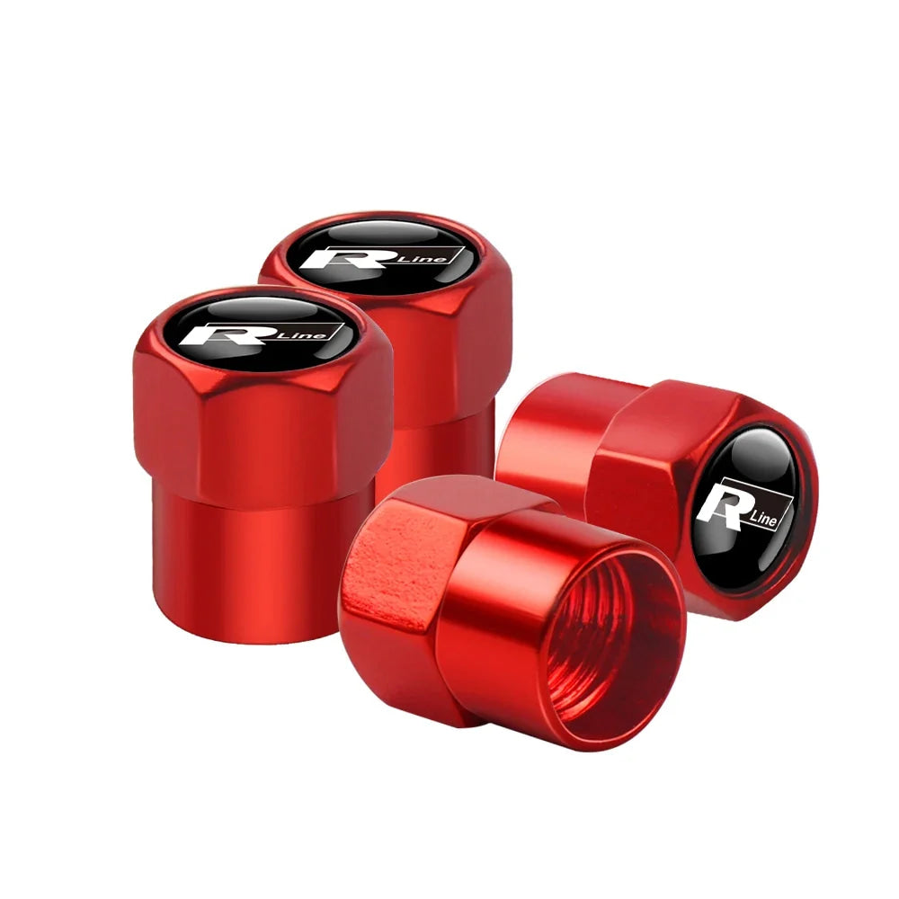 4Pcs Car Wheel Tires  Valve Caps Auto Exterior Accessories For Volkswagen GTI Golf Polo Passat RLine Magotan Jetta Bora Beetle R
