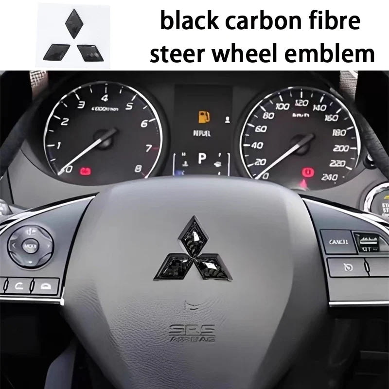 1pcs Mitsubishi carbon fibre steer wheel emblem Sticker Car Steering Wheel Sticker Car Interior Emblem Car styling Accessories