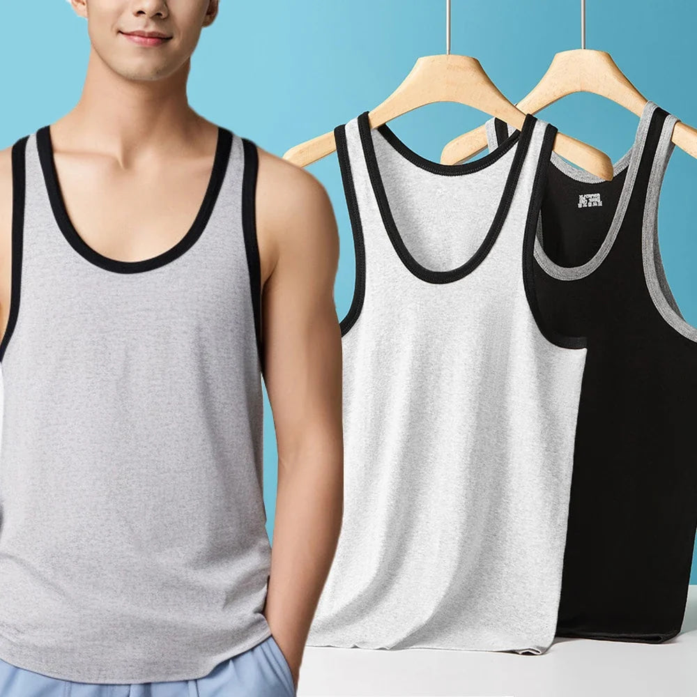 Men's Four Seasons Cotton Joker Vest White Black Color Basic Vest Fit Sports Fitness T-shirt Summer Bodybuilding Gym Tank Tops