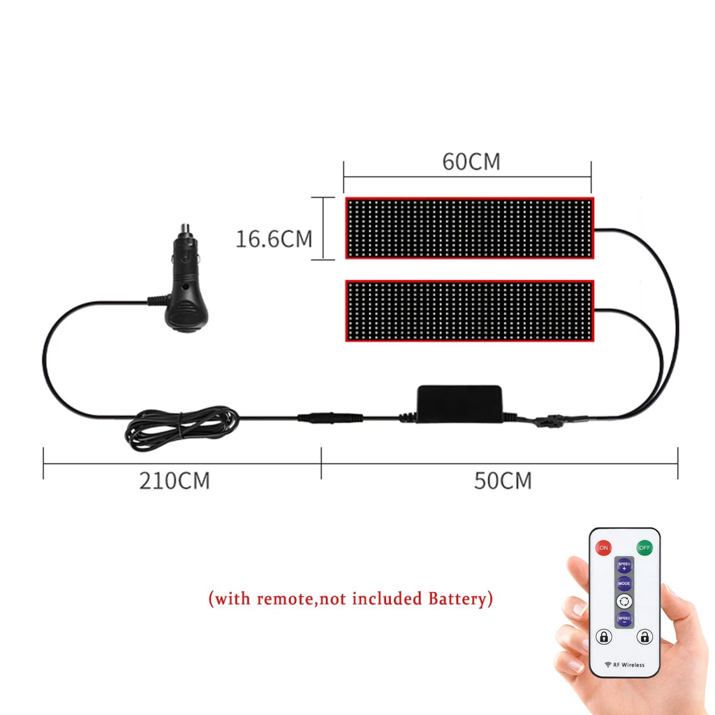 Truck Car Devil Eye LED Pixel Panel Light Remote Control Soft Foldable Lighting Scrolling For Board Windshield 12V 24V