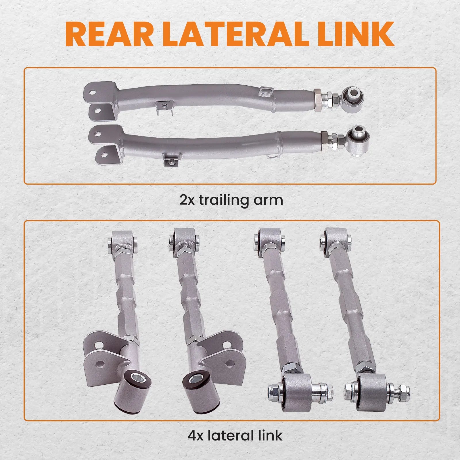 6-Piece Adjustable Lateral Traling Arm Link Kit for Subaru Impreza WRX Rear Suspension Adjustable for  STi GDA 02-07 Rear Full Set New