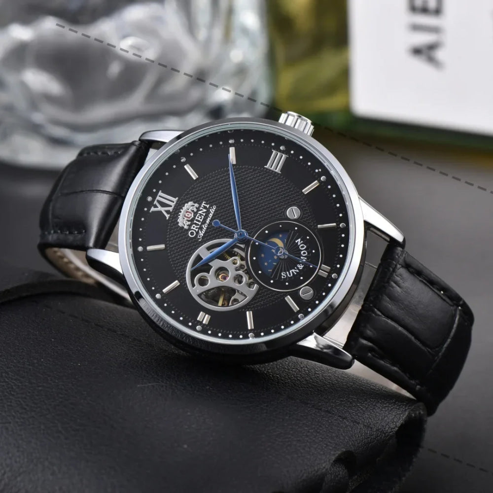 Orient Sport Sun, Moon, and Stars Skeleton Mechanical Men's Watch Full Function World Time