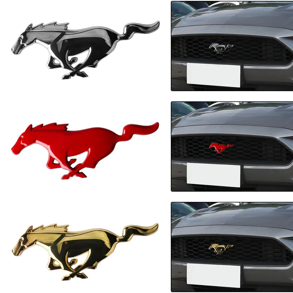 3D Metal Car Front Grille Emblem Logo Rear Trunk Badge Sticker For Ford Mustang Fiesta Focus Ranger Smax Kuga Mondeo Accessories