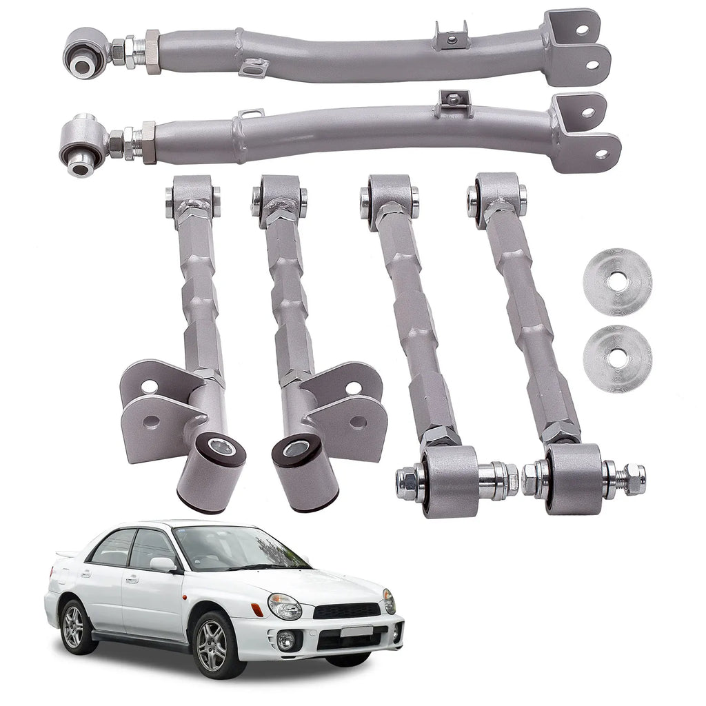 6-Piece Adjustable Lateral Traling Arm Link Kit for Subaru Impreza WRX Rear Suspension Adjustable for  STi GDA 02-07 Rear Full Set New