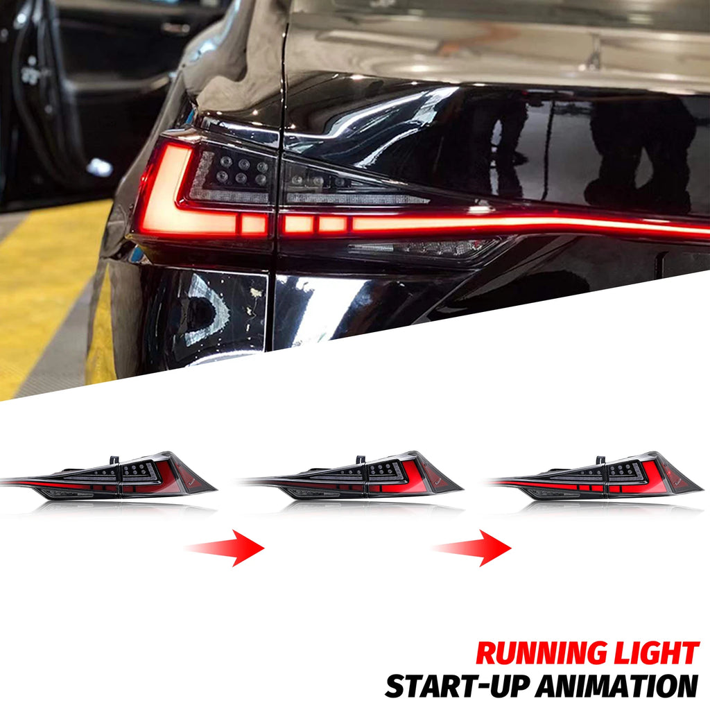 LED Tail Lights for Lexus IS250 IS350 IS200t IS300 ISF 3IS 2014-2020 Clear Sequential Turn Signal Rear Trunk Lid Lamps Assembly
