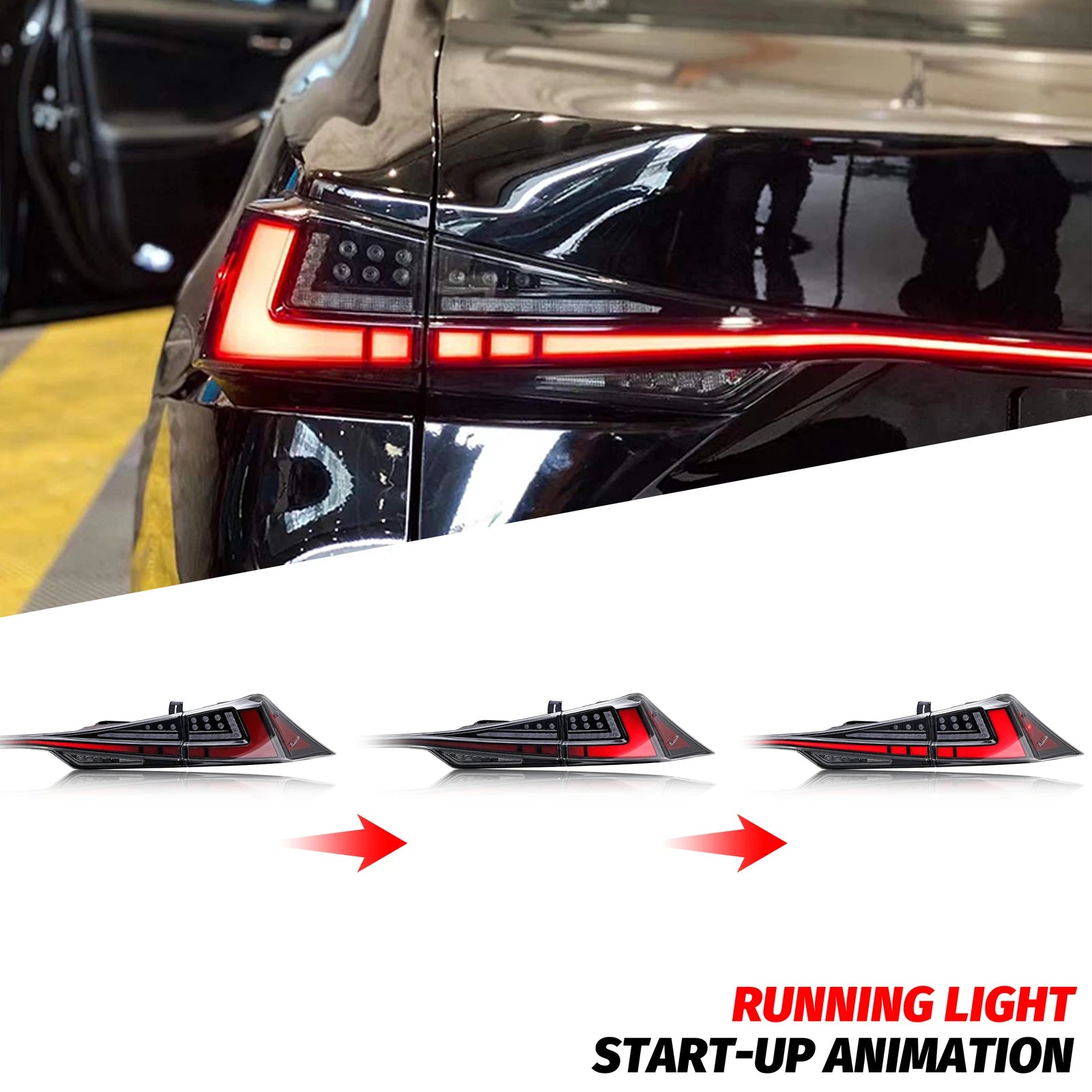 LED Tail Lights for Lexus IS250 IS350 IS200t IS300 ISF 3IS 2014-2020 Clear Sequential Turn Signal Rear Trunk Lid Lamps Assembly