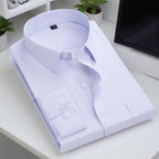 Men's long-sleeved shirt loose version flat hem striped business formal middle-aged and elderly straight shirt