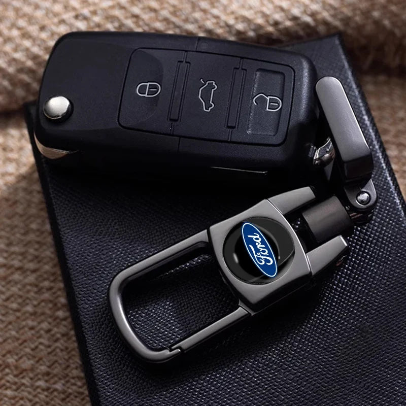 Anti-Lost Car Metal Keychain 3D Styling Badges Key Rings Accessories For Ford Escape Kuga Mondeo Ecosport Fiesta Focus 2 3 MK1