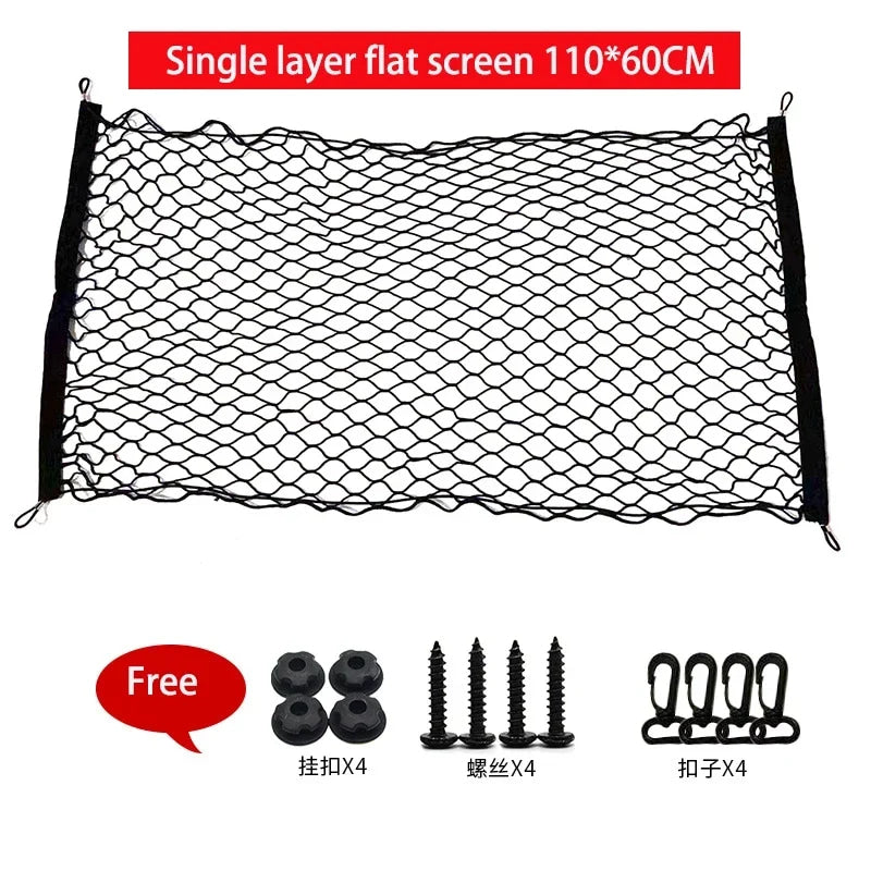 Universal Large Car Cargo Net Nylon Elastic Mesh Luggage Cargo Storage Pickup Tidy Net for Van SUV Truck Mesh Network Pocket