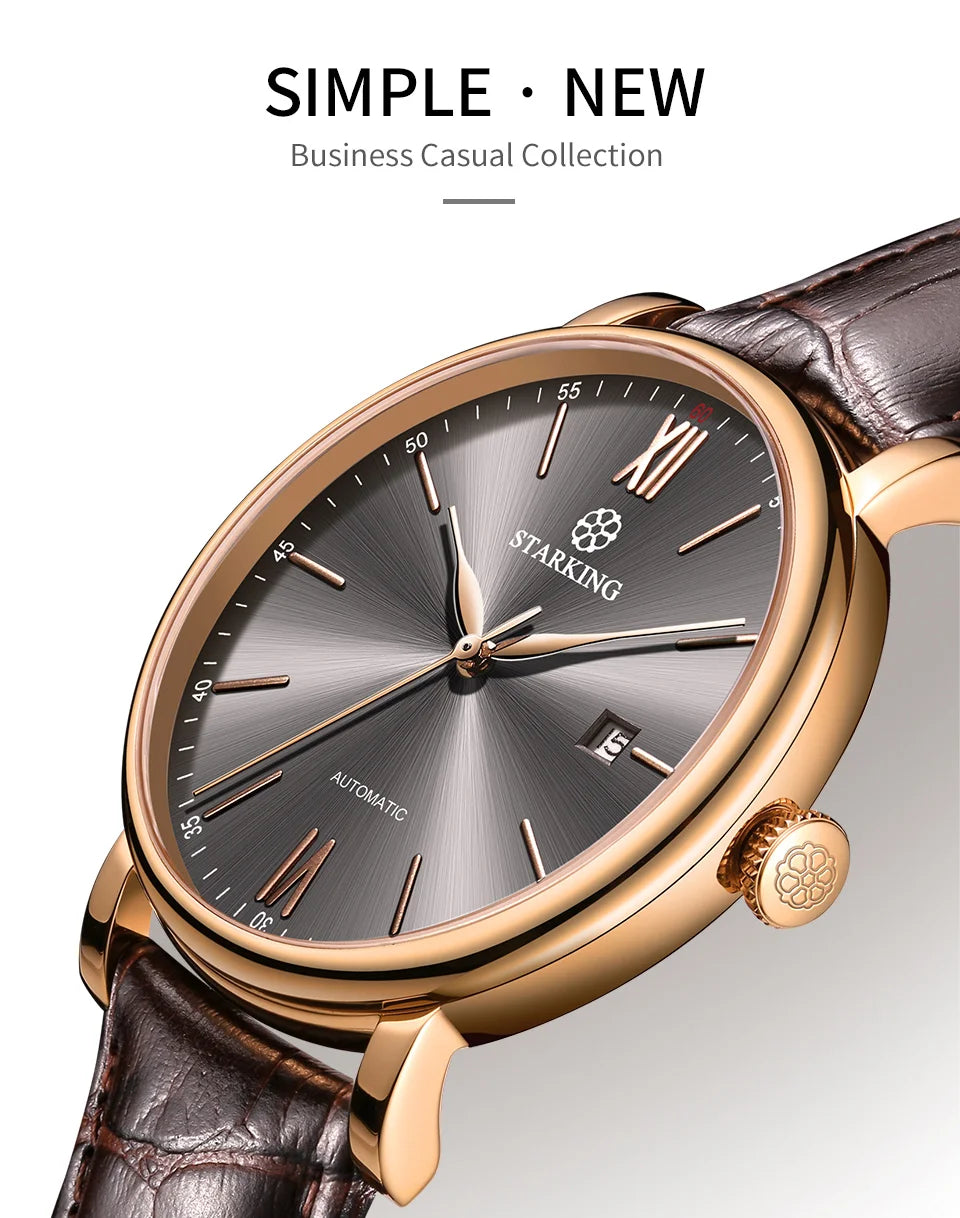 STARKING Sapphire 8215 Automatic Watch Fashion Sports Business Casual Wristwatch Waterproof Wear-resistant Watch Gifts for Men
