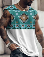 Summer New Men's Vest T Shirt Patterned Tribal Round Neck Clothing Daily Fitness Sports Vintage Sleeveless Printed Ethnic Tops