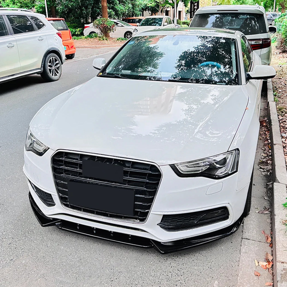 3Pcs Front Bumper Splitter Spoiler Lip For Audi A5 S-Line S5 2012- 2017 Glossy Black Front Bumper Spoiler Diffuser Body Kit