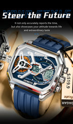 POEDAGAR Top Luxury Men Clock LED Calendar Week Luminous Man Wristwatch Electronic Rectangle Silicone Strap Quartz Men's Watches