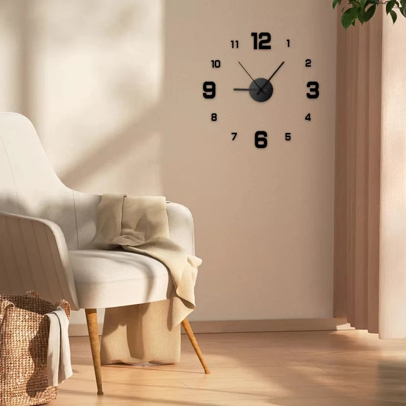 Reloj de Pared 3D Moderno sin Marco, Adhesivo de Espejo para Decoración del Hogar, Oficina, Hotel, Restaurante, Escuela