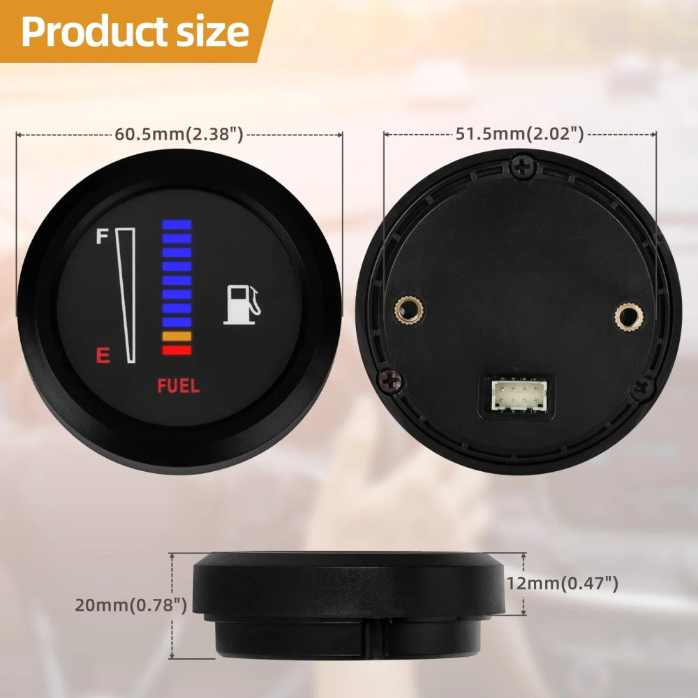 Universal Car Motorcycle Fuel Level Gauge 12V  2" 52mm Fuel Level Meter Gauge Electronic LED Ultra Thin Auto Benzine Meter