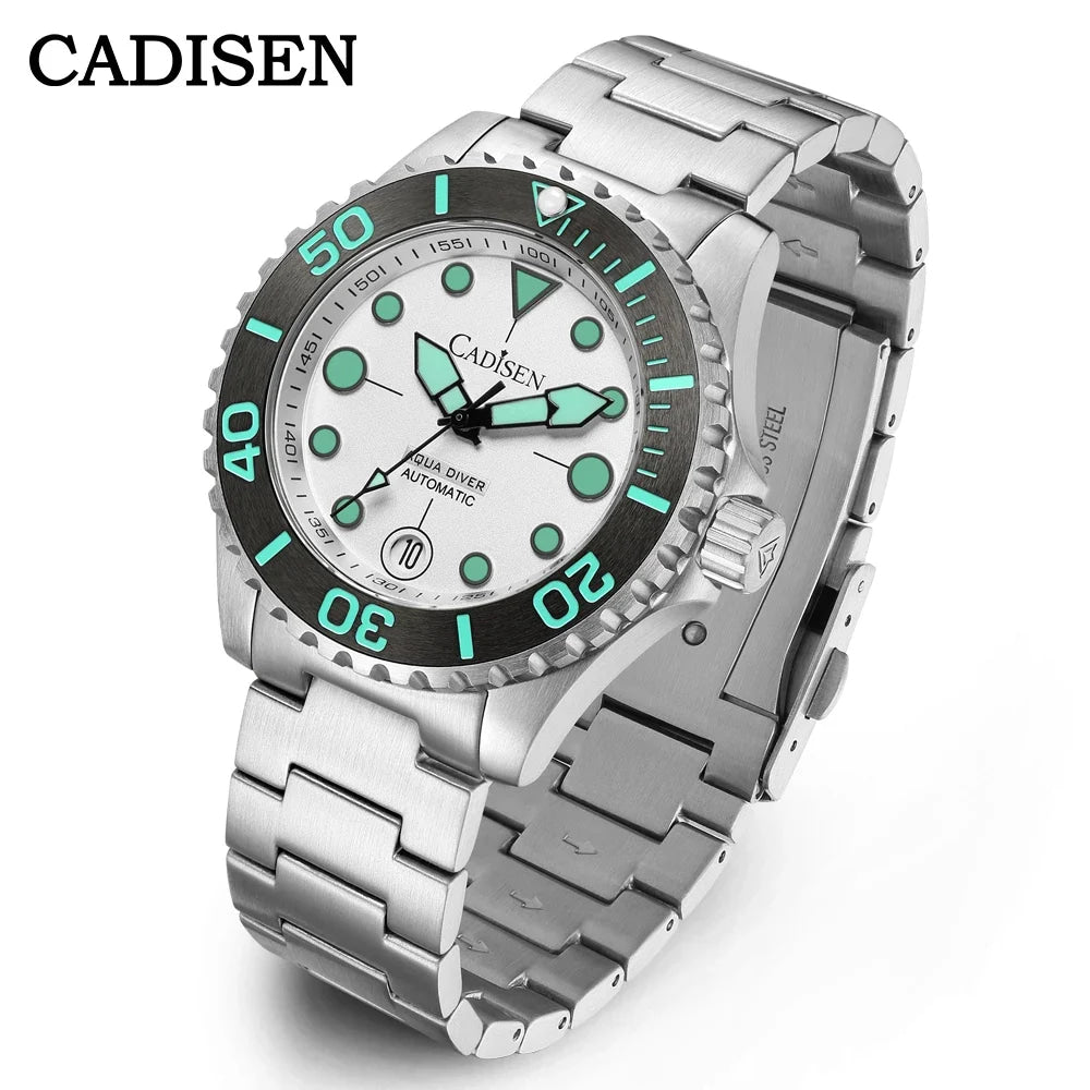 CADISEN AQUA DIVER New Brand Luxury Men Watches Automatic Watch Japan MIYOTA 8215 100M Waterproof Luminous Mechanical Wristwatch