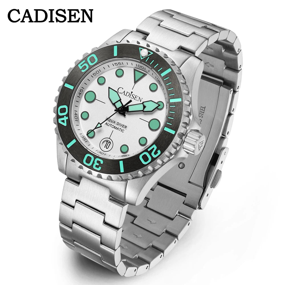 CADISEN AQUA DIVER New Brand Luxury Men Watches Automatic Watch Japan MIYOTA 8215 100M Waterproof Luminous Mechanical Wristwatch