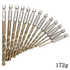 Mango Hexagonal, 13 piezas, taladro helicoidal chapado en titanio, 1,5-6,5mm, taladro eléctrico, destornillador de aire de perforación, juego de accesorios de herramientas