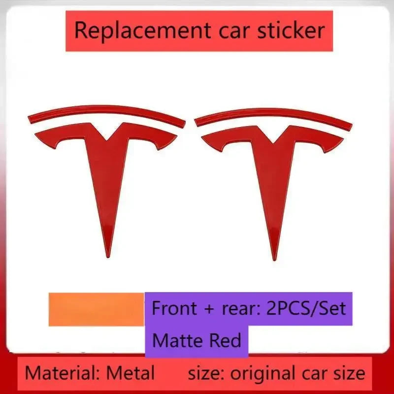 metal For Tesla- Car Front Emblem Rear Trunk Emblem Suitable for Model 3 Mode Y logo replacement rear and rear logos blackening
