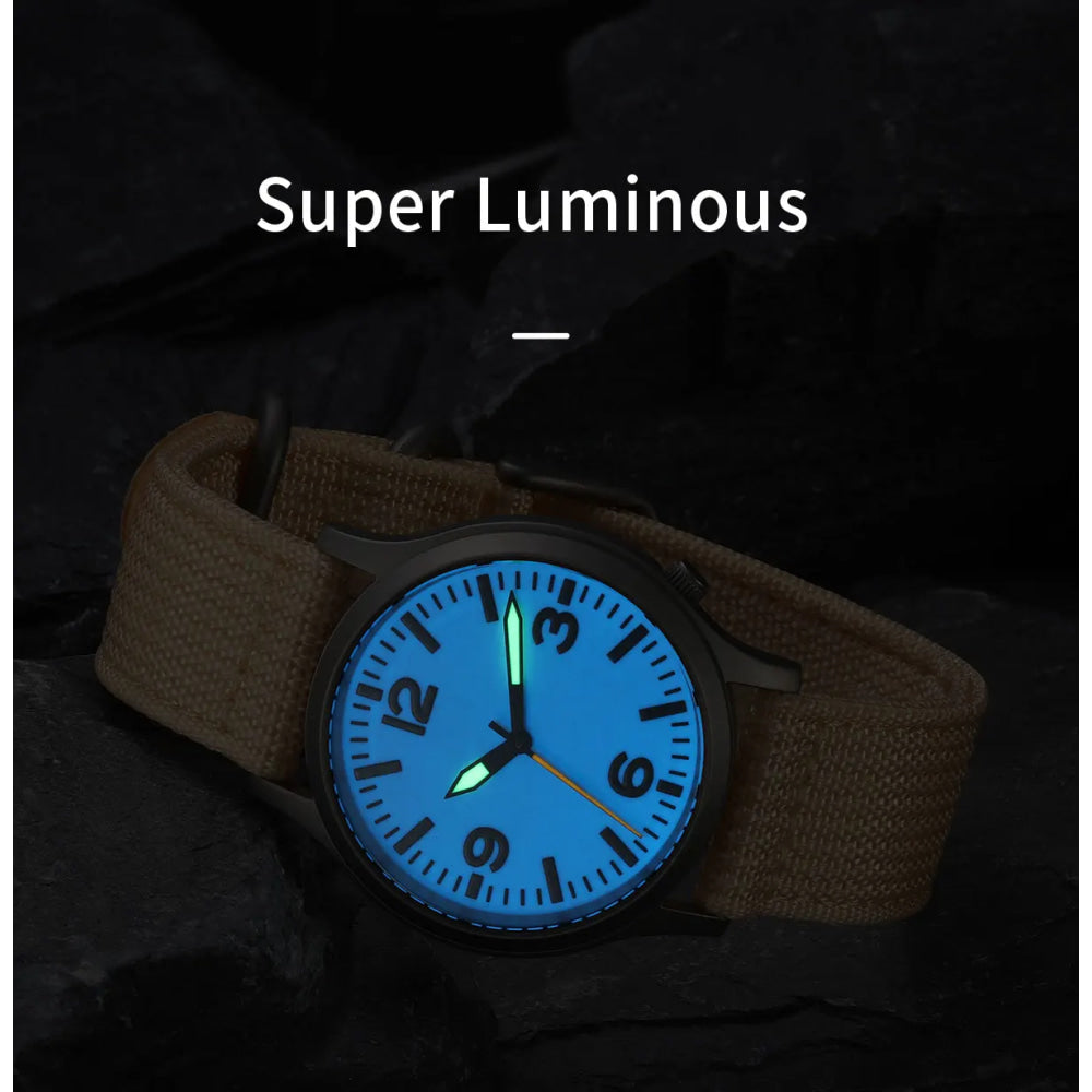 BERNY Full Titanium Watches for Men Super Luminous Sapphire Sports Field Quartz Men's Watch VH31 Wristwatch 5ATM Easy Read