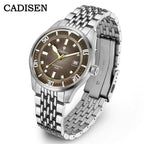 CADISEN Automatic Mechanical Watch Man Silver Business Casual Waterproof Watch Japan MIYOTA 8215 Movement Domed Glass Mens Watch