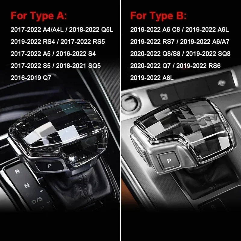 Audi Crystal Gear Shift Handle Head Lever A6 C8 A6L RS7 A7 Q8 S8 SQ8 Q7 RS6 A8L A4 A4L Q5L RS4 RS5 A5 S4 S5 SQ5