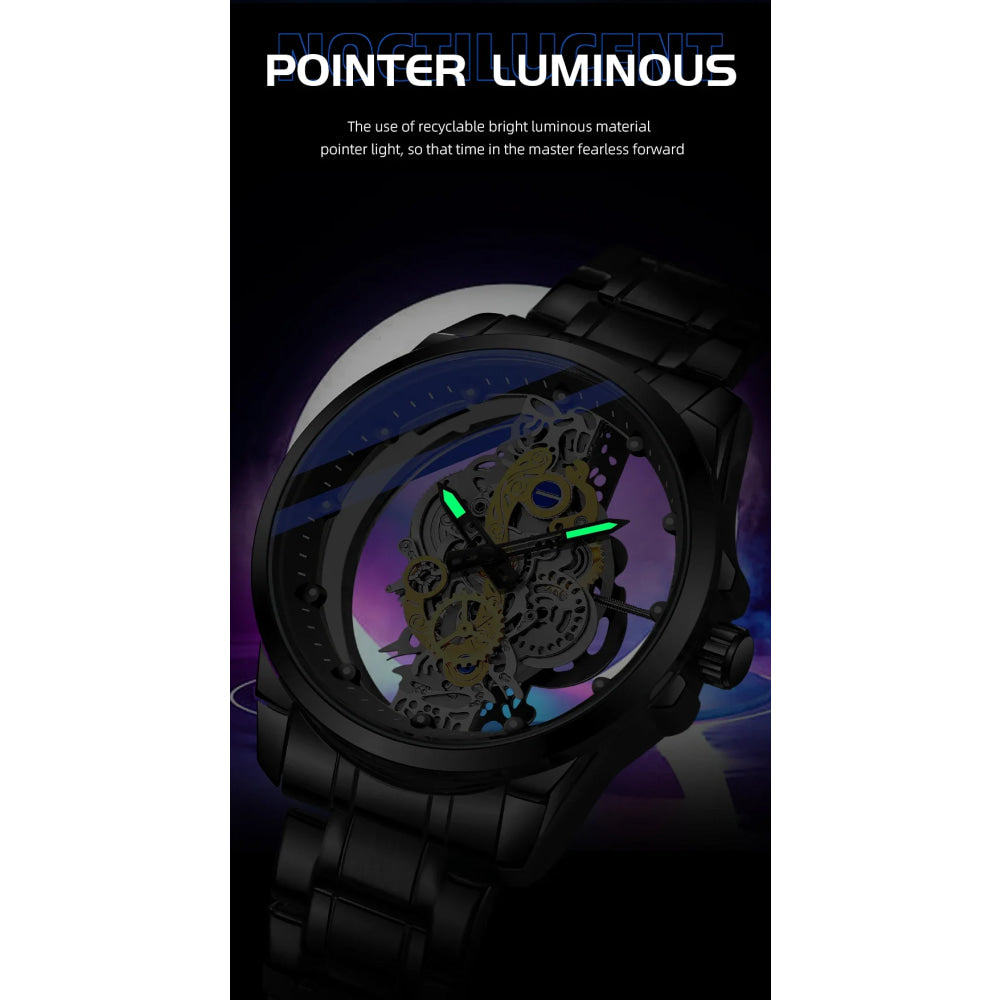 TPW Hot Trendy Fashion Wholesale Men Golden Black Blue Skeleton NOT Automatic Watch Quartz Wrist Watches Luxury 2024