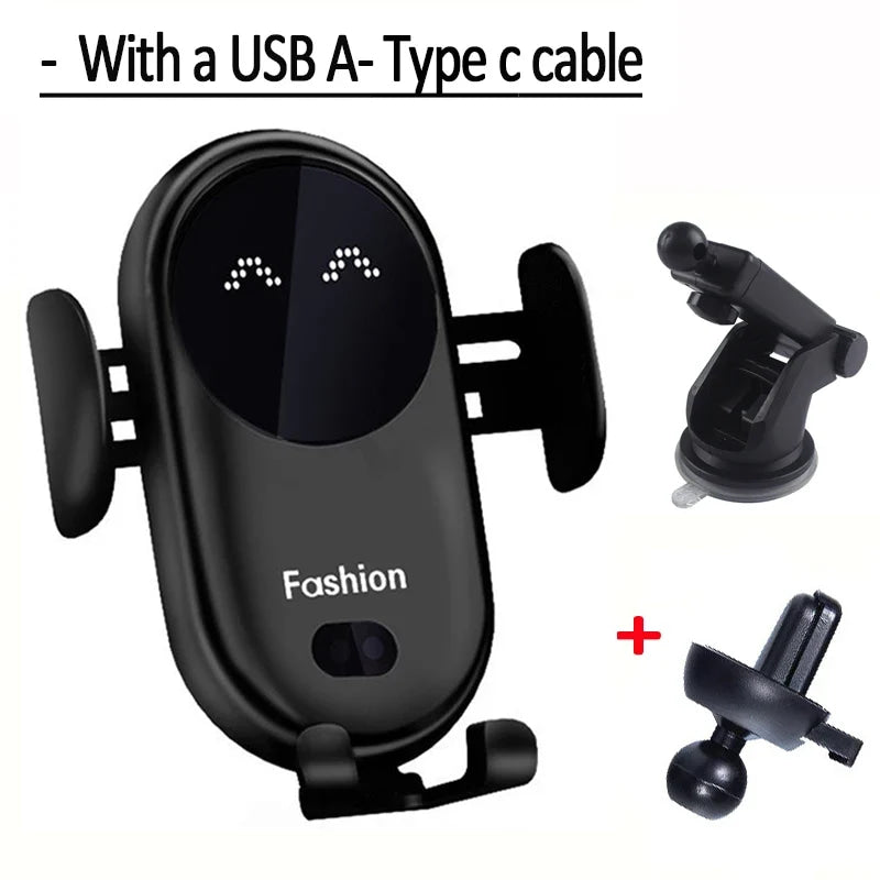 Cargador inalámbrico de 30W para coche, soporte para salida de aire, soporte para teléfono de coche, cargador de carga inalámbrico rápido infrarrojo inteligente giratorio