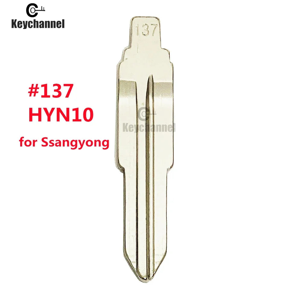 Keychannel 10pcs #137 HYN10 Metal Blank Flip Blade KD VVDI Remote Key SSY3 Blade For Ssangyong S170 Uncut Car Key Replace Blade