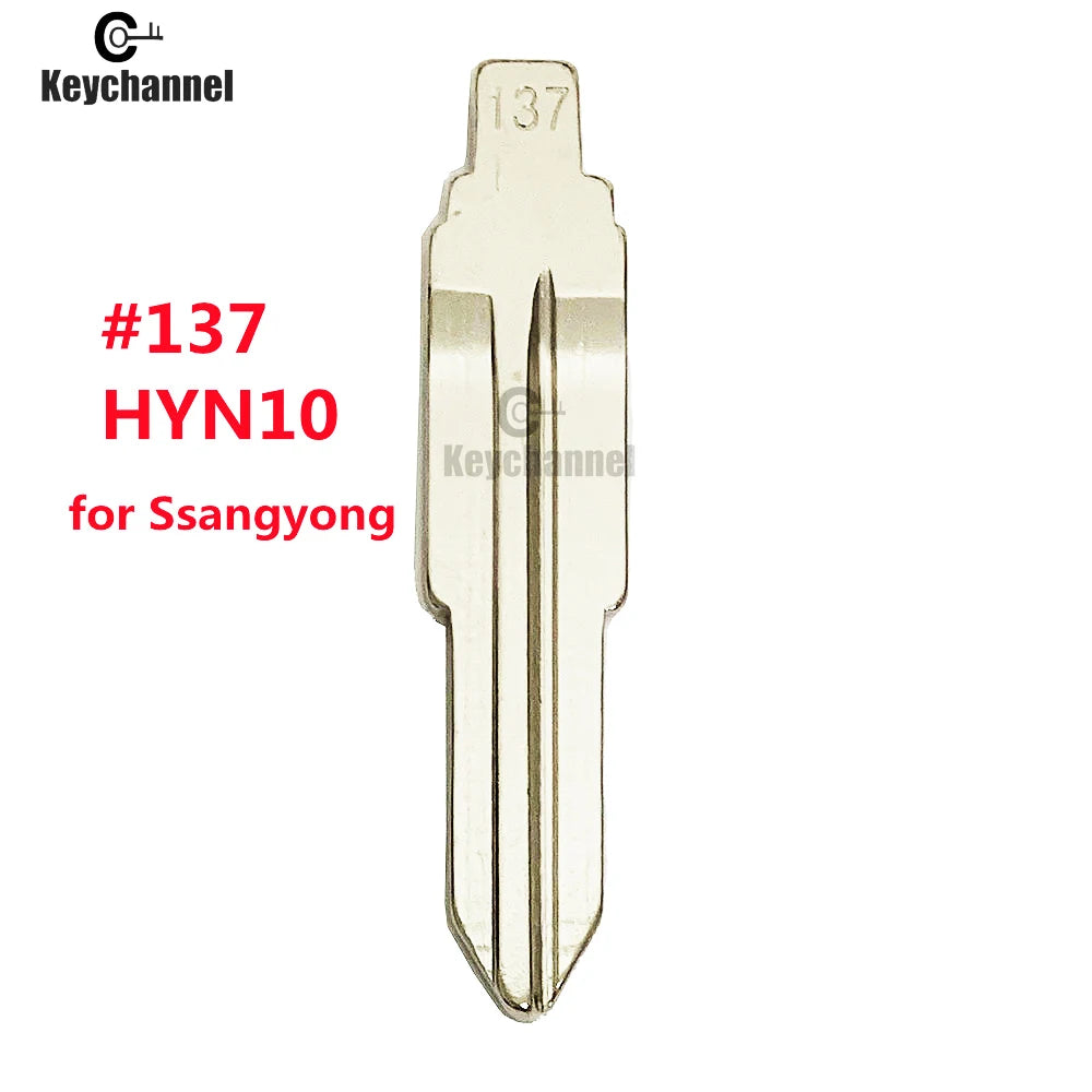 Keychannel 10pcs #137 HYN10 Metal Blank Flip Blade KD VVDI Remote Key SSY3 Blade For Ssangyong S170 Uncut Car Key Replace Blade