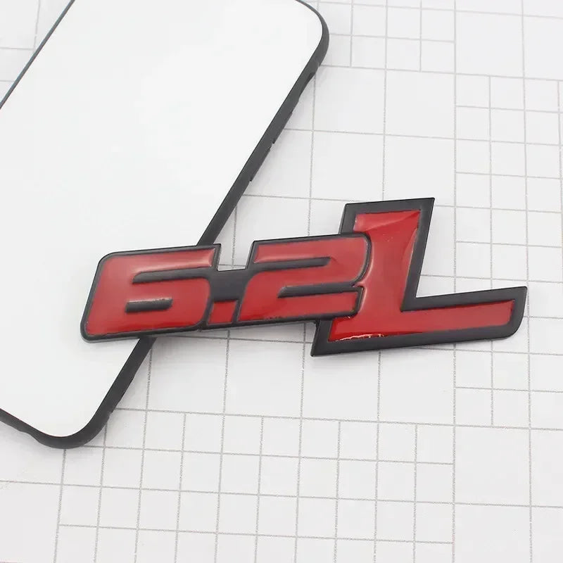 3D Metal 6.2L Logo Car Rear Boot Trunk Emblem Badge Sticker For Ford Raptor F150 Hummer H2 Chevrolet C7 Camaro Dodge Challenger