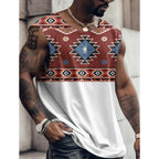 Summer New Men's Vest T Shirt Patterned Tribal Round Neck Clothing Daily Fitness Sports Vintage Sleeveless Printed Ethnic Tops