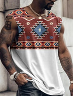 Summer New Men's Vest T Shirt Patterned Tribal Round Neck Clothing Daily Fitness Sports Vintage Sleeveless Printed Ethnic Tops