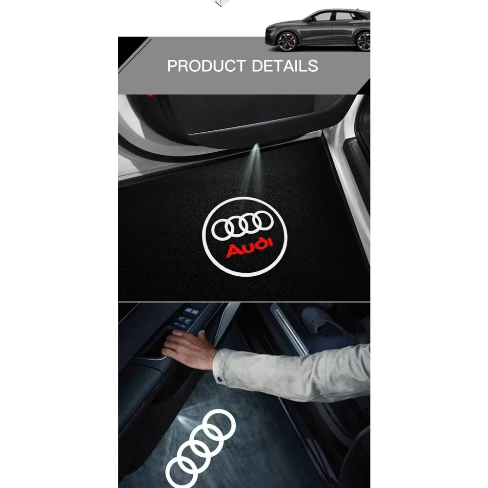 2PCS LED Car Door Welcome Logo Light Projector Lamp For Audi Sline S3 S4 S5 S6 S7 RS Quattro Q7 Q5 Q3 A4 B8 8P A3 A6 C7 A5 A6