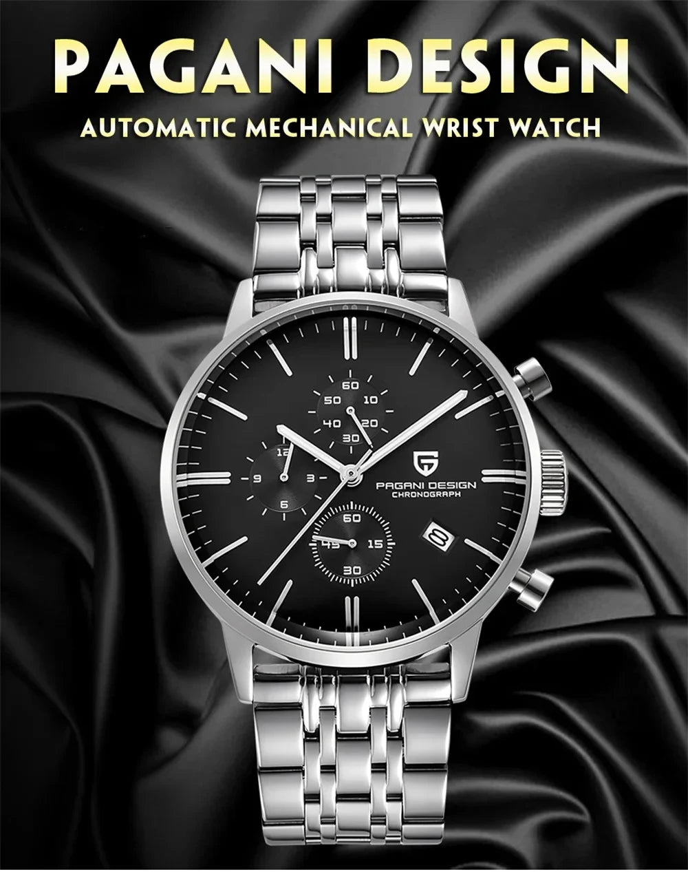 Pagani Design Fashion Luxury Men's Quartz Chronograph Watch Japan VK67 Movement Leather Strap Large Calendar PD-2720K reloj