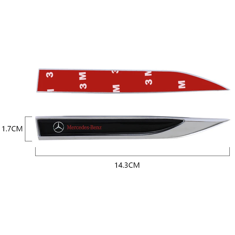 1 Pair Car Side Fender Knife Stickers Emblem Badge Decals Trim Styling for Mercedes Benz AMG W203 W206 W220 W205 W211 W212 W201