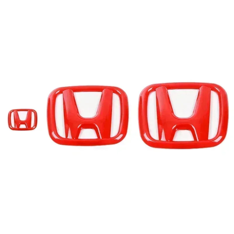 3Pcs Car Front Grille Rear Trunk Badge Steering Wheel Logo Sticker for Honda Accord Civic City XR-V CR-V Inspire Crider Envix