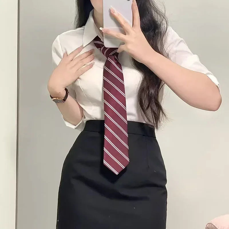 FANAN Preppy Style White Shirts Women Korean Slim Long Sleeve Office Shirt Ladies 2025 Spring Fashion Button Lapel Short Blouse