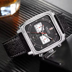MEGIR 2182 Luxury Fashion Sports Chronograph Multi-Functional Military Leather Date Wristwatches for Men Relogio Masculino