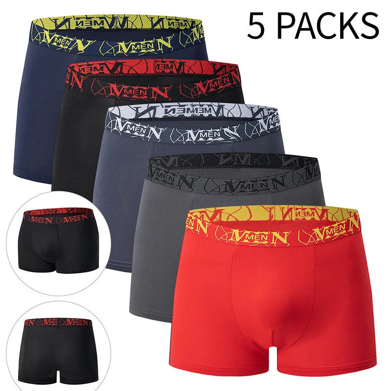 4/5 Uds. Pantalones cortos estampados de talla europea y americana a la moda para hombre, ropa interior cómoda de talla grande para hombre, bañador Sexy