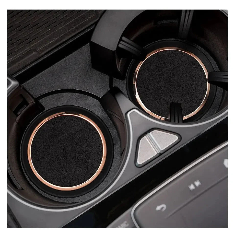 2Pcs Leather Car Coaster Anti-slip Mat Cup Holder Pad For BMW X1 X2 X3 X4 X5 X6 X7 1 3 5 6 7 Series E60 E90 E70 G20 G30 G7