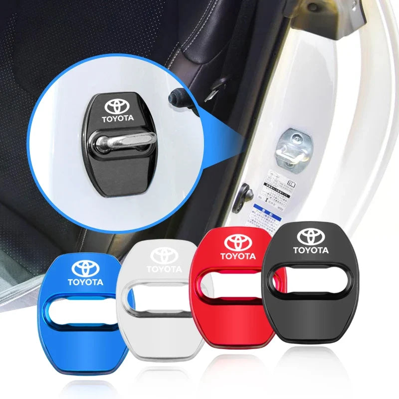4PCS Car Door Lock Cover Stainless Steel Protection Accessories For Toyota Hilux Scion CHR Rav4 Tacoma Raize Fortuner Prado Voxy